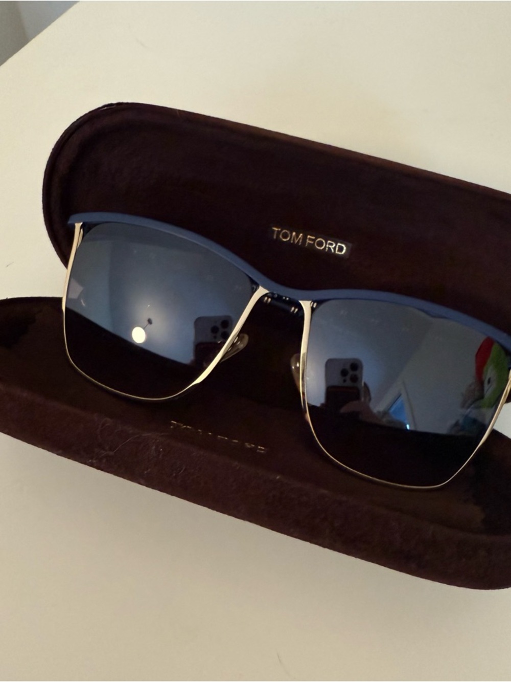 Tom Ford Blue & Gold Aviator Sunglasses